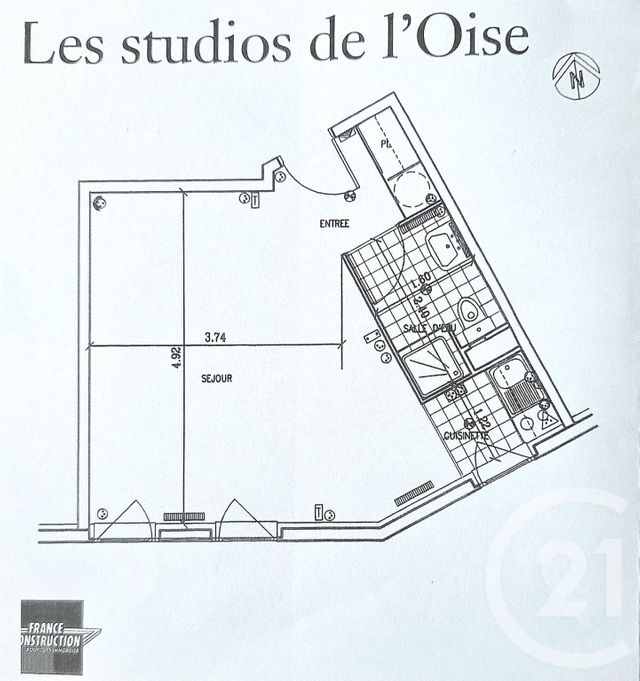 Appartement F1 à vendre - 1 pièce - 29.95 m2 - PONTOISE - 95 - ILE-DE-FRANCE - Century 21 Osmose