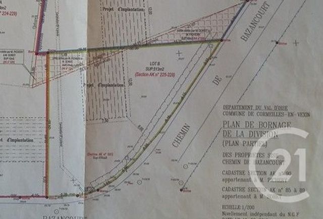 terrain à vendre - 513.0 m2 - CORMEILLES EN VEXIN - 95 - ILE-DE-FRANCE - Century 21 Osmose