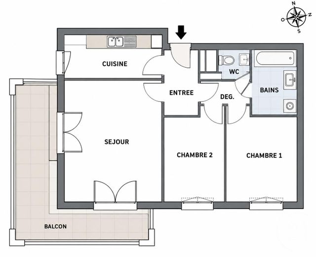 Appartement F3 à vendre - 3 pièces - 61.39 m2 - ST OUEN L AUMONE - 95 - ILE-DE-FRANCE - Century 21 Osmose